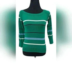 NWT Ann Taylor Women's Striped Long-Sleeve Boat Neck Top Size XSmall.